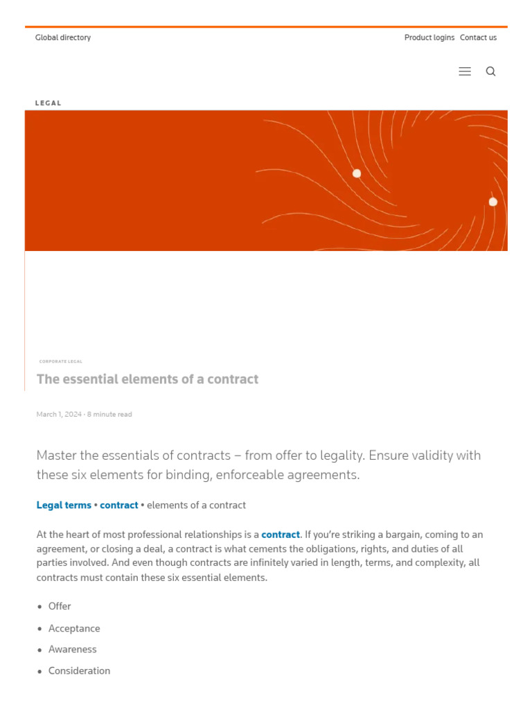 Six Essential Elements of a Contract | PDF | Offer And Acceptance ...