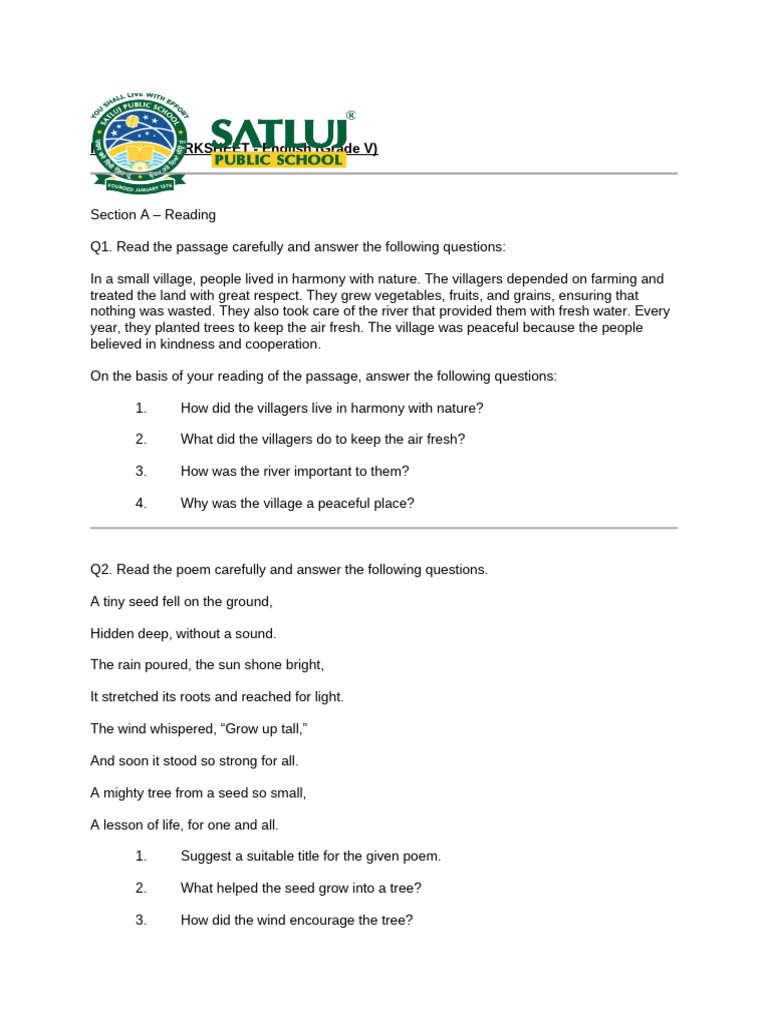 Grade 5 English Revision Worksheet | PDF | Grammar | Linguistics