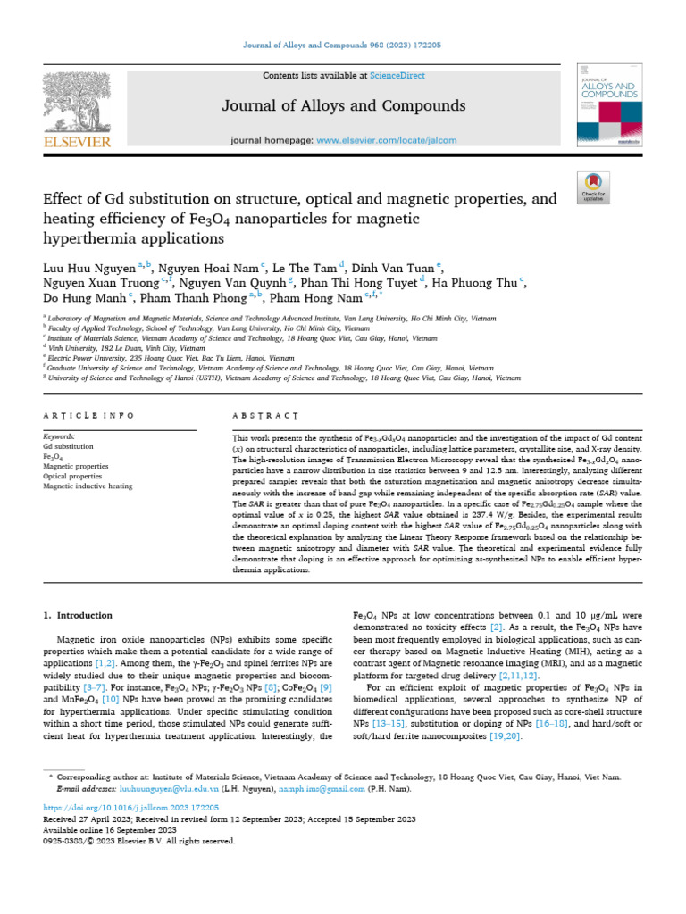 Gd Substitution in Fe3O4 Nanoparticles | PDF | Spectroscopy | Raman ...