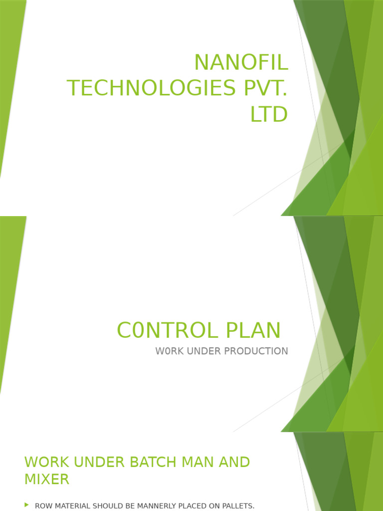 Nanofil Technologies Production Control Plan | PDF