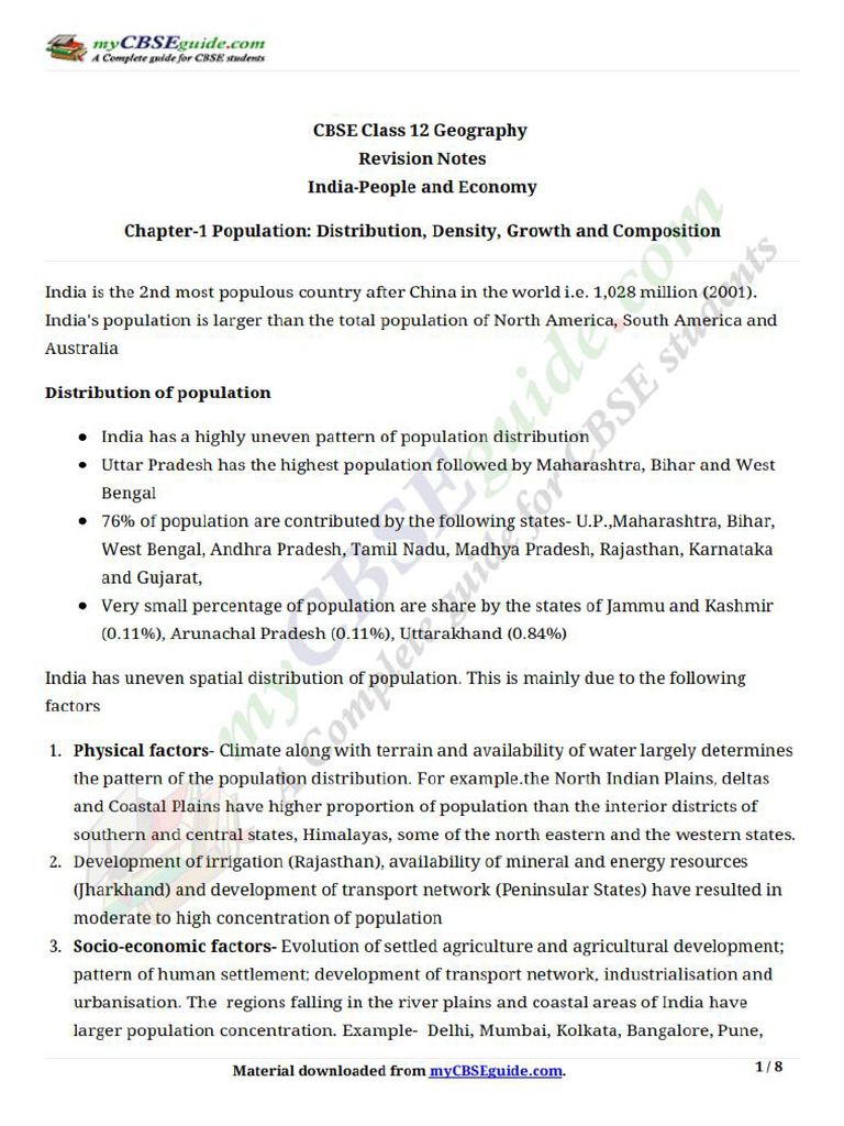 12 Geography Notes b2 Ch1 | PDF