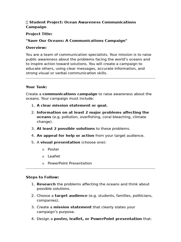 Oceans Communications Campaign | PDF | Public Speaking | Persuasion
