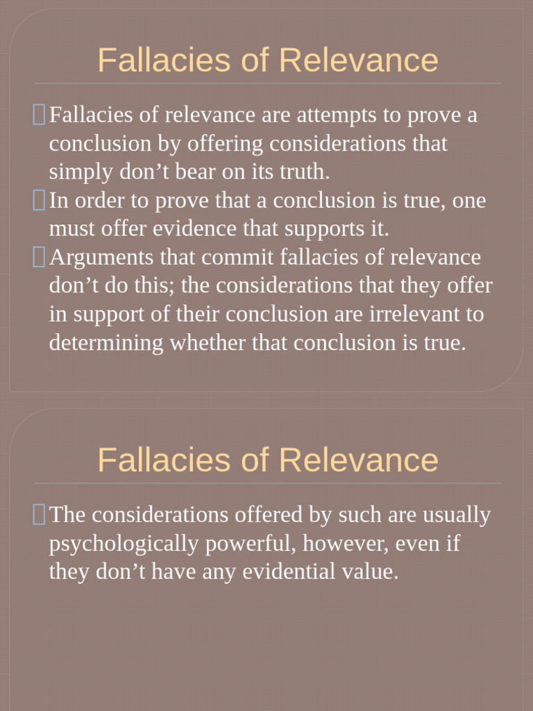 Understanding Fallacies of Irrelevance | PDF