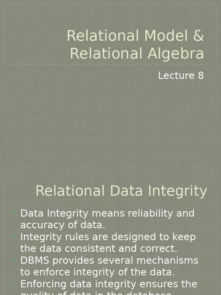Data Integrity in Relational Databases | PDF | Relational Database ...