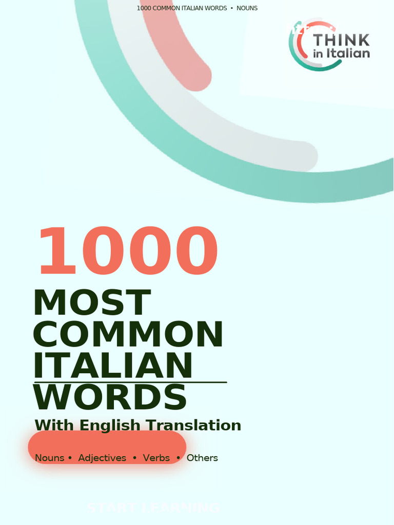 Top 1000 Most Common Italian Words With English Translation PDF | PDF