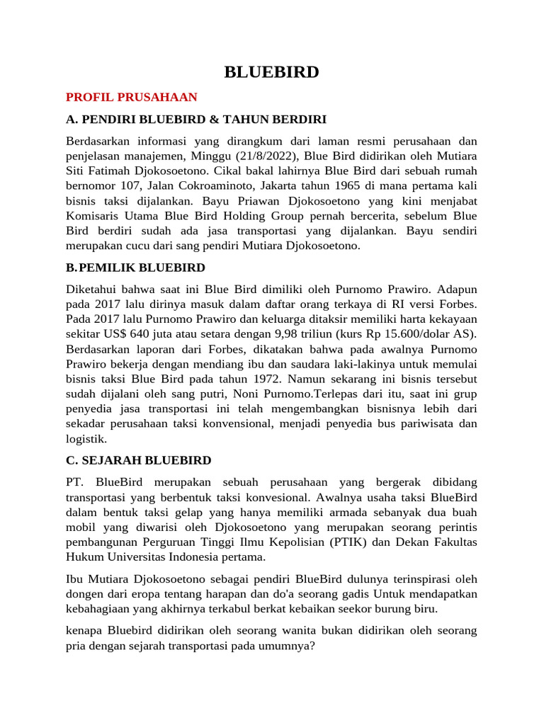 Sejarah dan Logo Baru Blue Bird Group | PDF