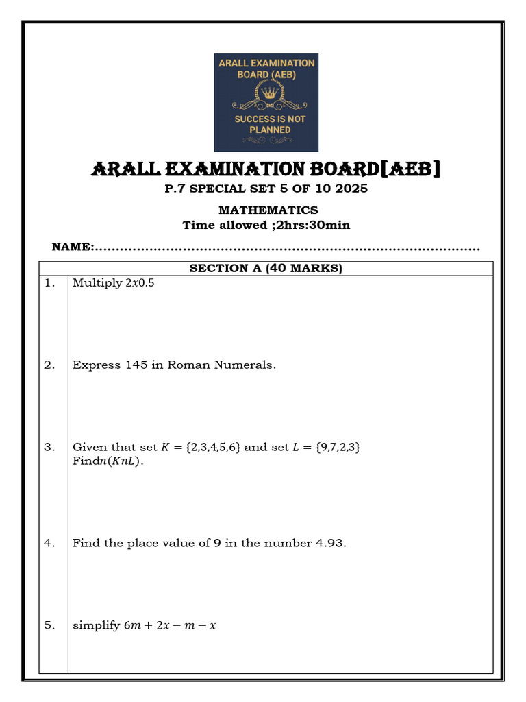 Aeb April - June Special Set 5 of 10 MTC | PDF | Mean | Mathematics