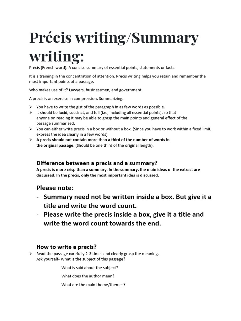 Understanding Précis and Summary Writing | PDF | Disciplines | Circus