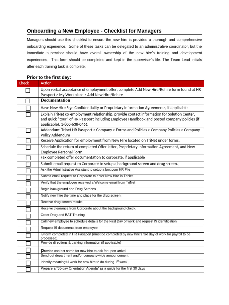 New Employee Onboarding Checklist | PDF | Background Check | Employment