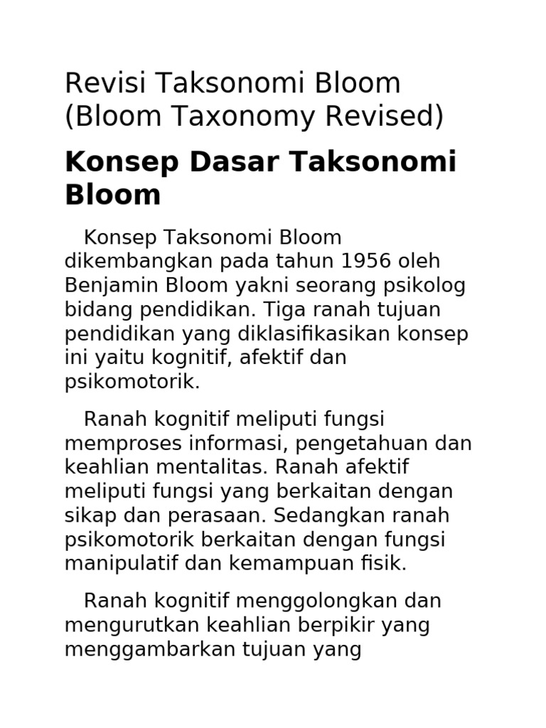 Revisi Taksonomi Bloom | PDF