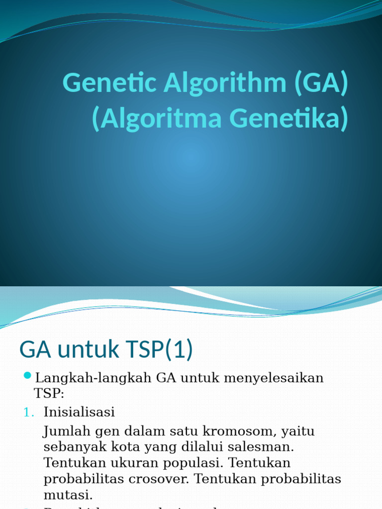 G.4. Implementasi GA Untuk Permasalahan TSP (Materi Pertemuan 15) | PDF