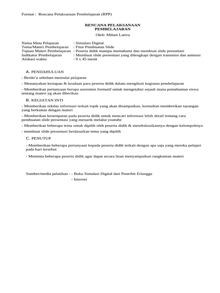 Format RPP CGP 10 REGULER | PDF