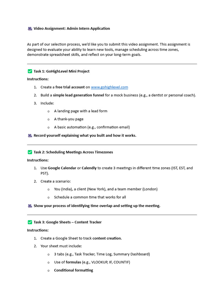 Admin - Video Assignment1 | PDF
