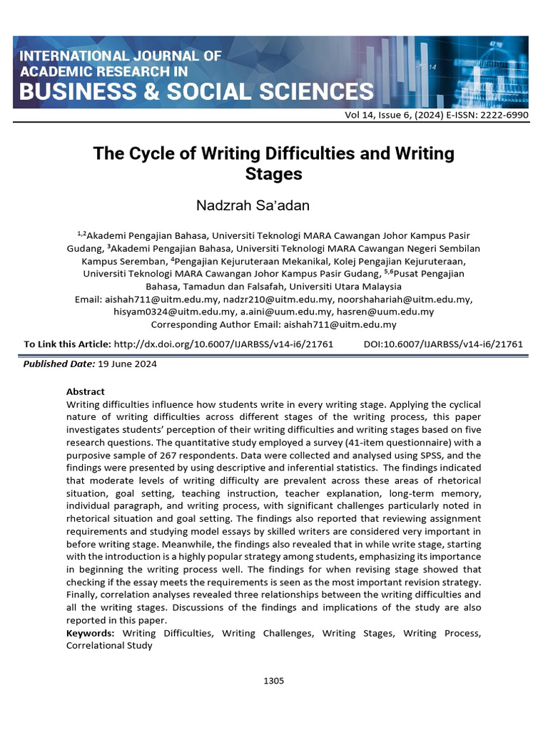 Writing Difficulties and Stages Analysis | PDF | English As A Second Or ...