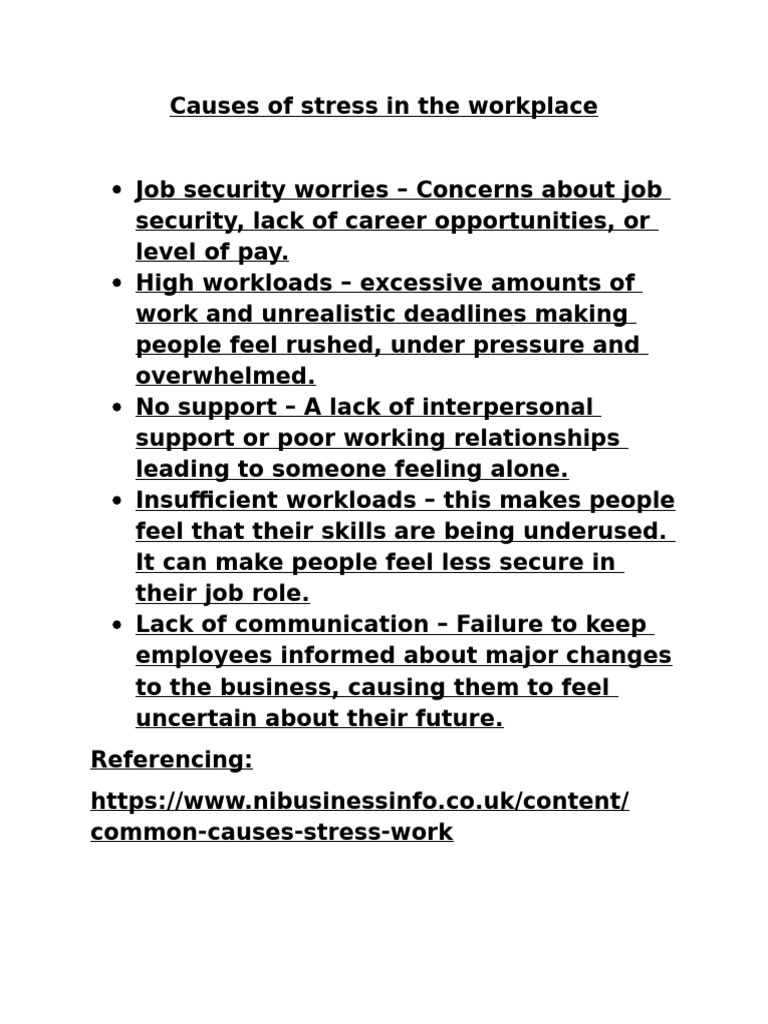 Five Key Causes of Workplace Stress | PDF