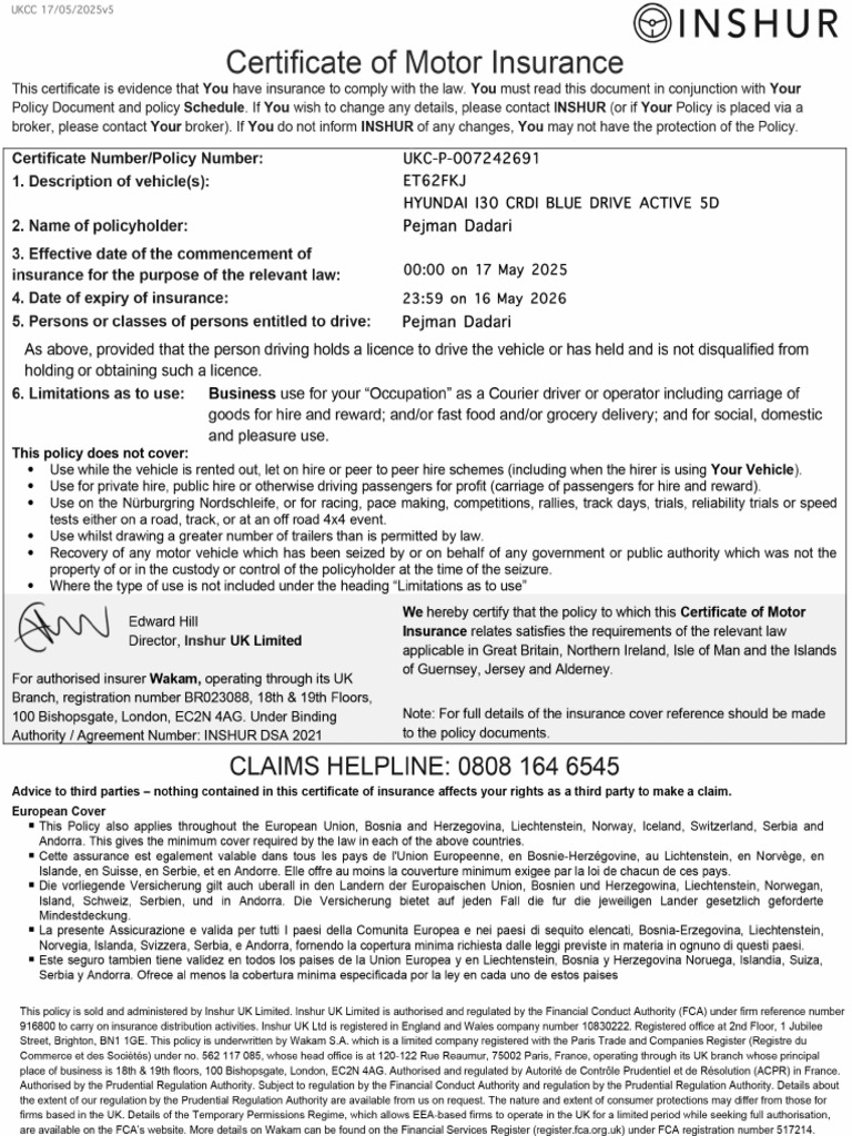 2025 2026 Motor Certificate UKCC | PDF
