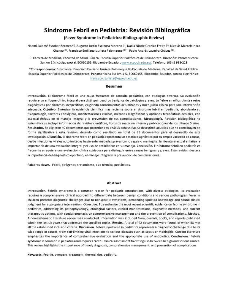 Síndrome Febril en Pediatría: Revisión Actualizada | PDF | Sistema ...
