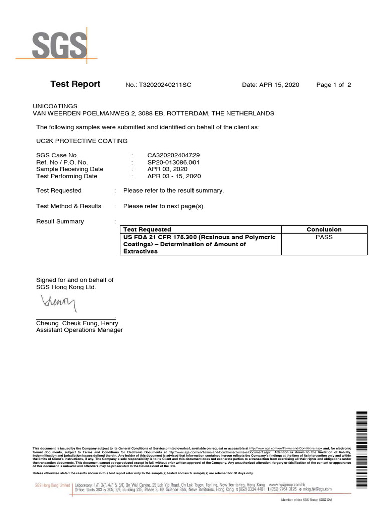 UC2K Protective Coating Test Report | PDF