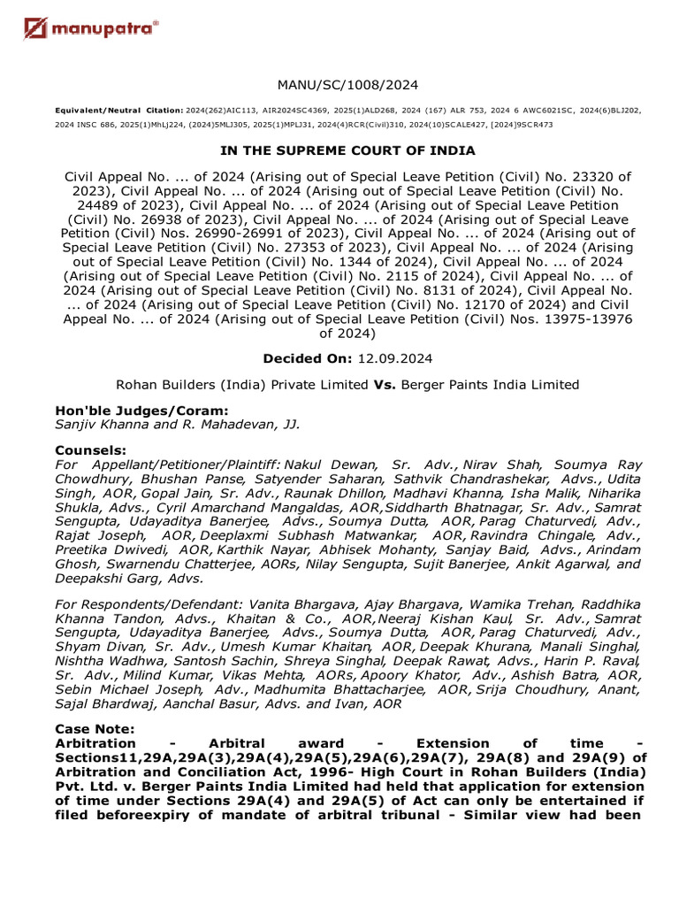 Supreme Court Ruling on Arbitration Time Extensions | PDF | Arbitral ...