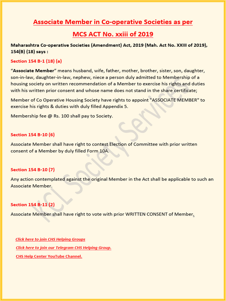 Associate Membership in Housing Societies | PDF