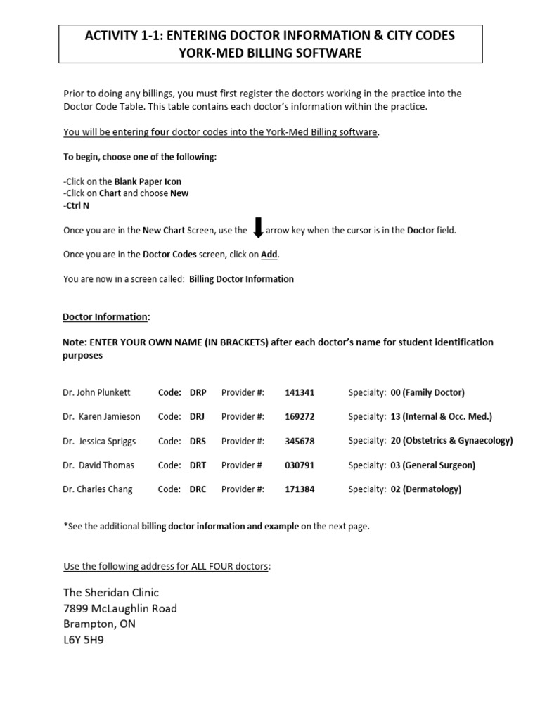 Entering Doctor & City Codes Guide | PDF | Health Care | Medicine