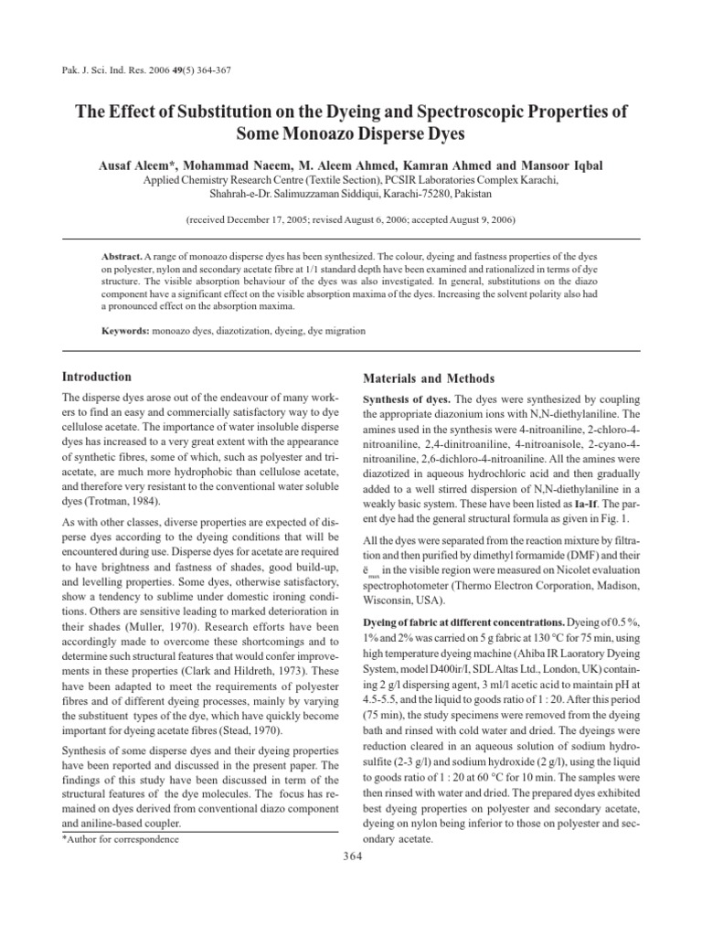 Textile Research Paper 4 by Mansoor Iqbal Pcsir Paper Effect Substitute