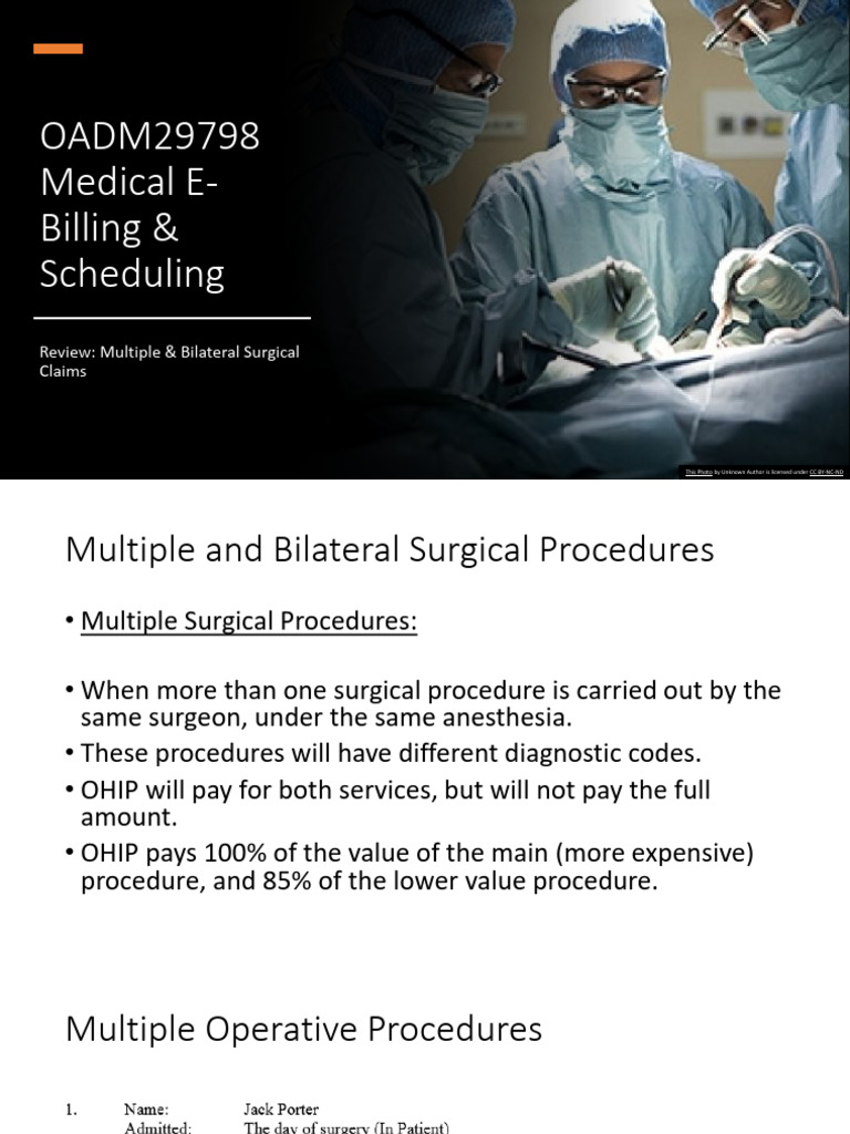 Billing for Multiple & Bilateral Surgeries | PDF | Surgery | Anesthesia