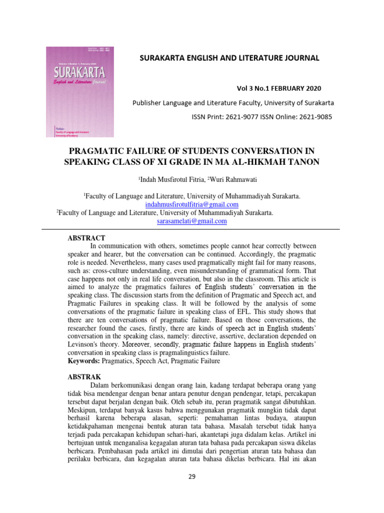 Pragmatic Failure of Students Conversati 89db31be | PDF | Linguistics ...