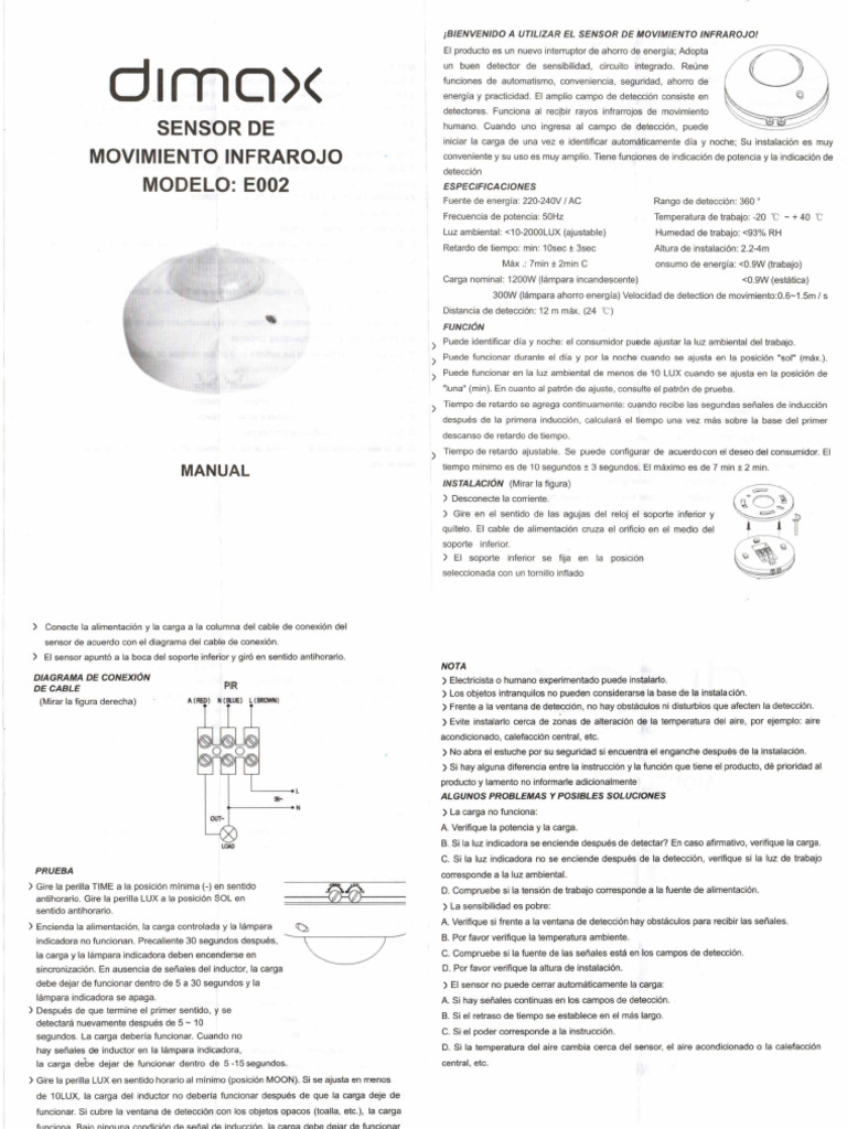 Anexo 2 Manual Sensor Movimiento | PDF