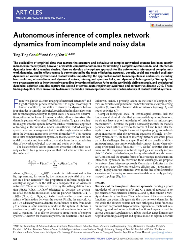 Autonomous Inference of Network Dynamics | PDF | Statistical Inference ...