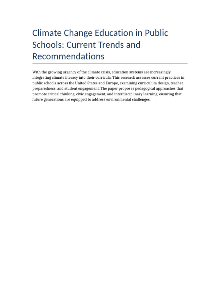 Climate Change Education Trends | PDF