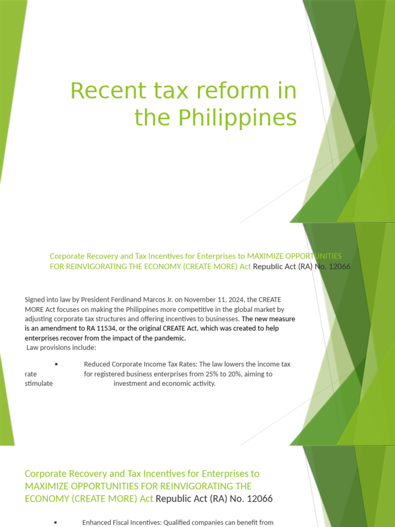 Philippines Tax Reform Overview 2024 | PDF | Taxes | Value Added Tax