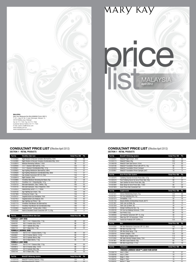 Apr12 Price List MY Skin Care Cosmetics Free 30day Trial Scribd