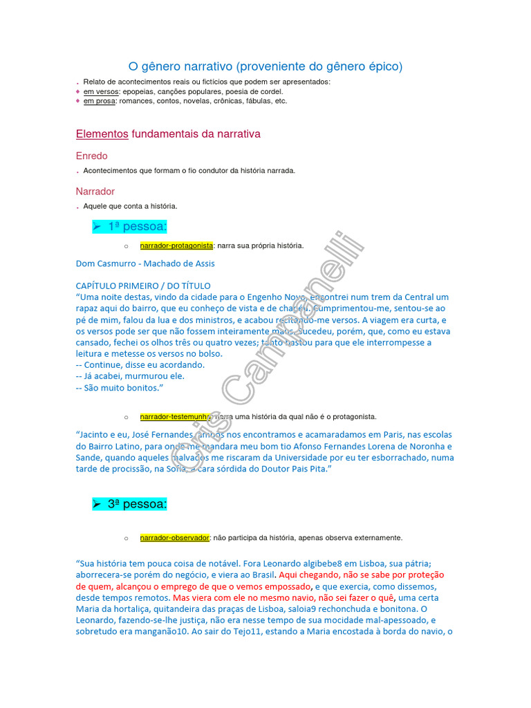 GÊNERO NARRATIVO - ELEMENTOS - Exemplos - Cris | PDF | Fábula | Cães