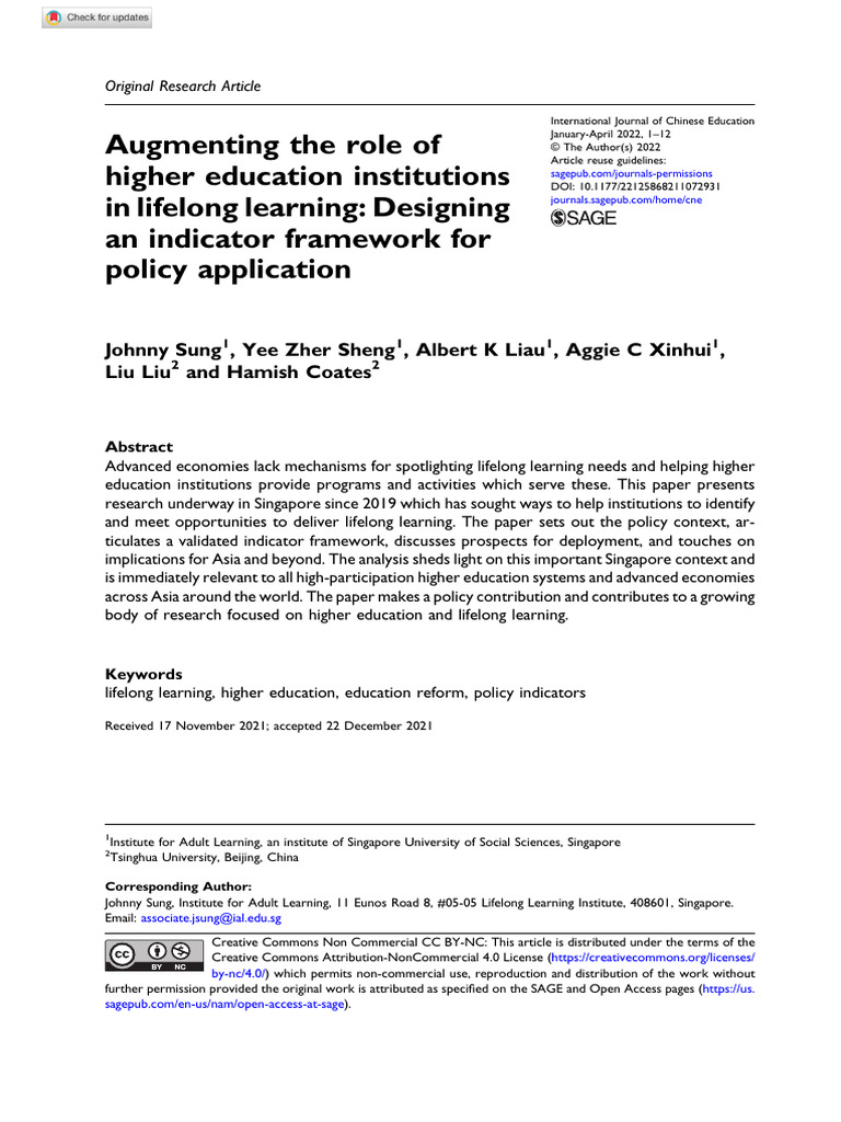 Lifelong Learning in Higher Education | PDF | Lifelong Learning | Learning