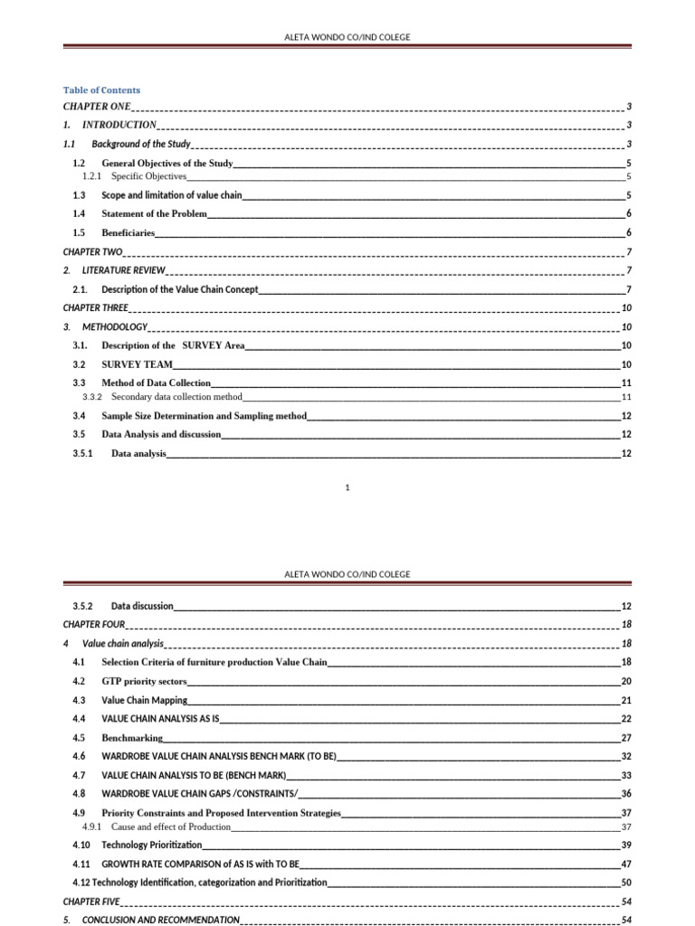 Value Chain Analysis of Aleta Wondo Furniture | PDF | Outsourcing ...
