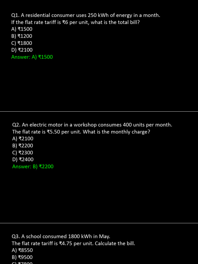 Electricity Bill Calculation Examples | PDF | Electrical Engineering ...