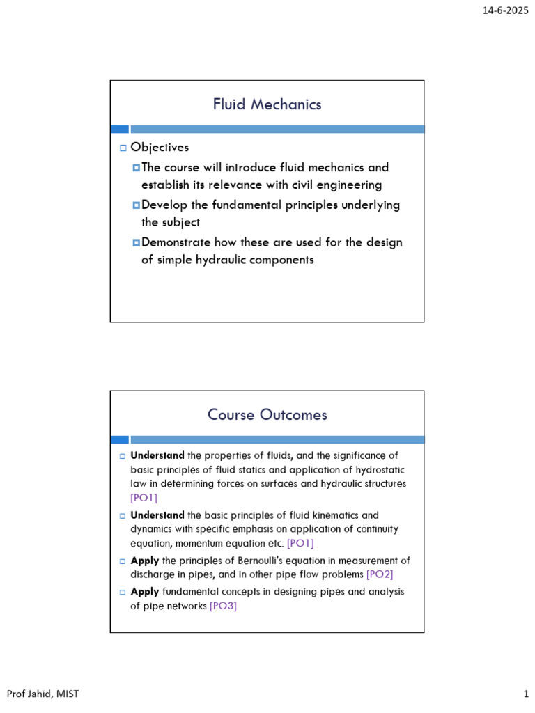Introduction to Fluid Mechanics Course | PDF | Fluid Dynamics | Liquids