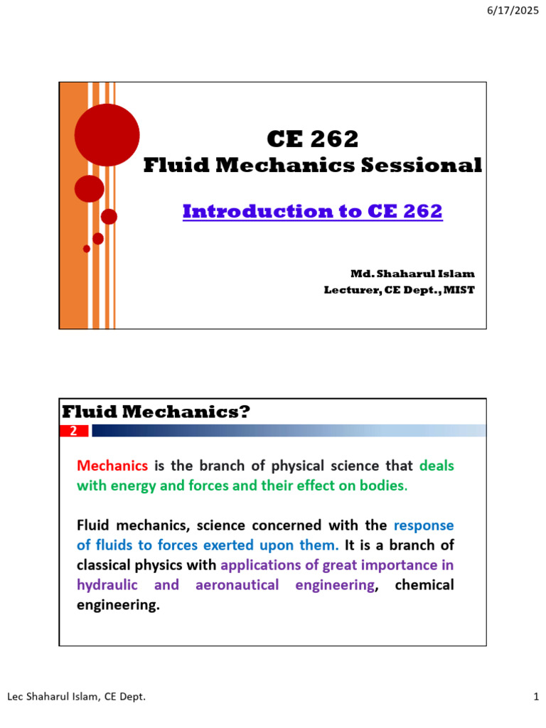 CE 262 Fluid Mechanics Lab Guide | PDF | Discharge (Hydrology) | Flow ...