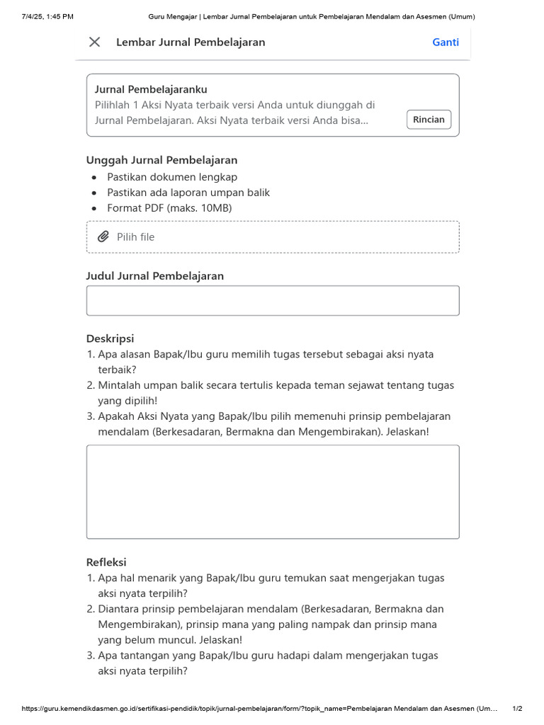 Jurnal Pembelajaran Mendalam 2.0 | PDF