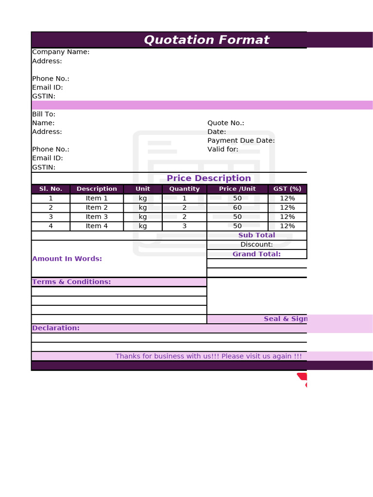 Professional Quotation Template | PDF