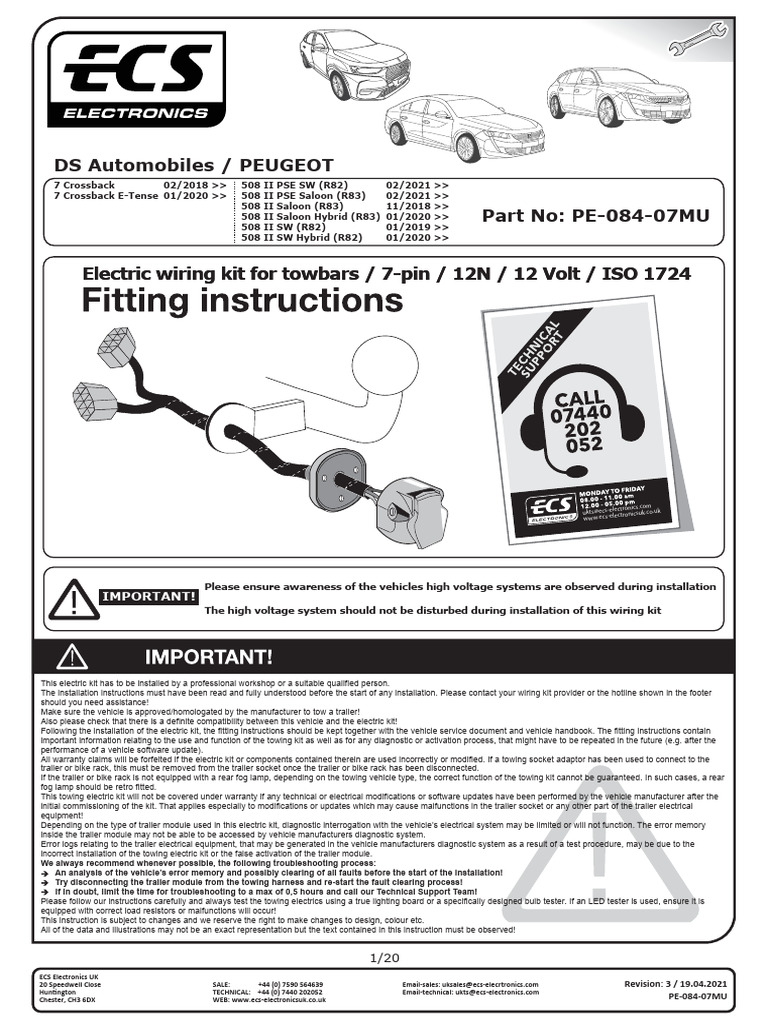 Peugeot 508 Towing Kit Update Guide | PDF | Trailer (Vehicle ...