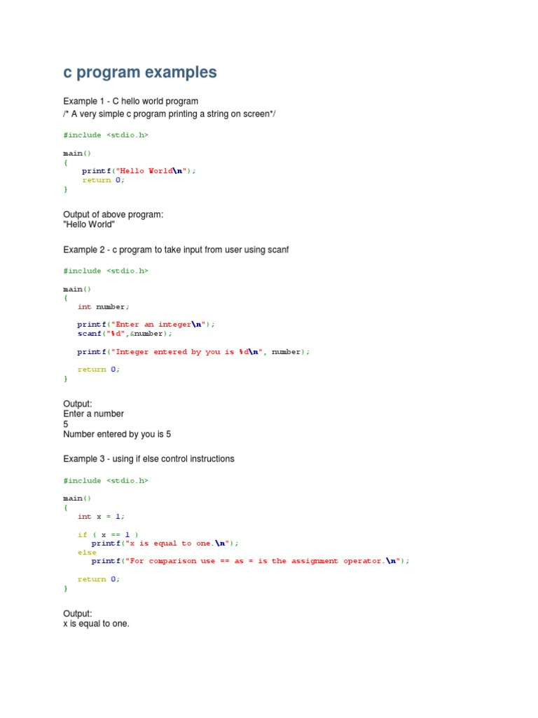 C Program Examples | PDF | C (Programming Language) | Computer Science