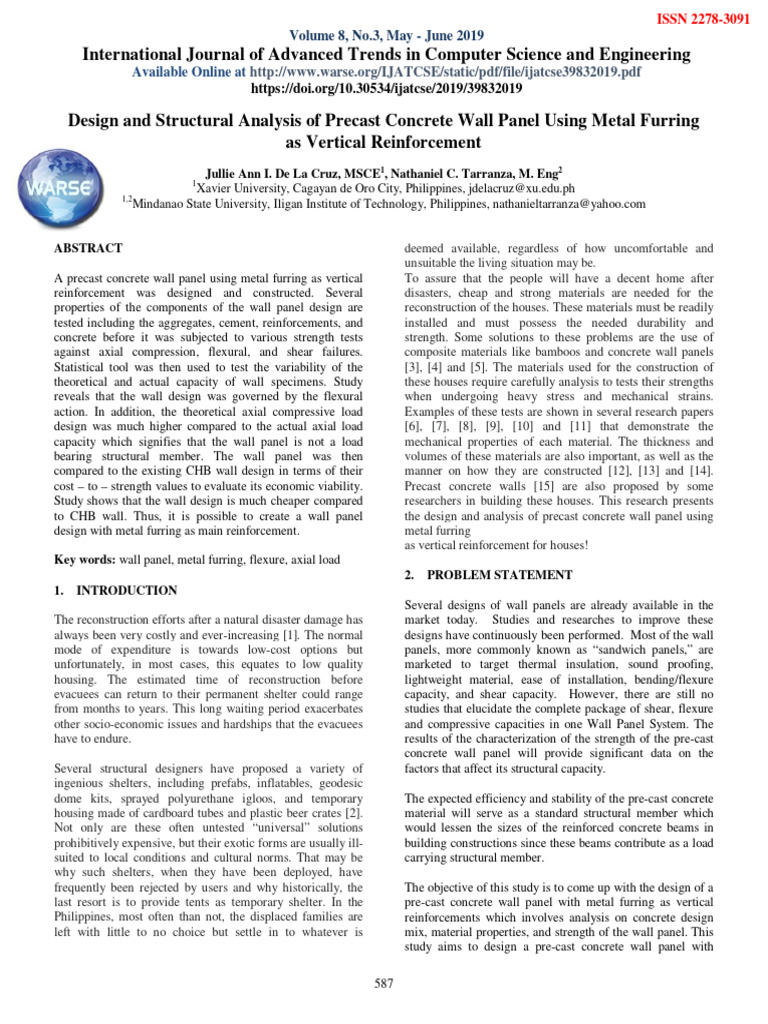 Precast Concrete Wall Panel Design Analysis | PDF | Concrete | Strength ...