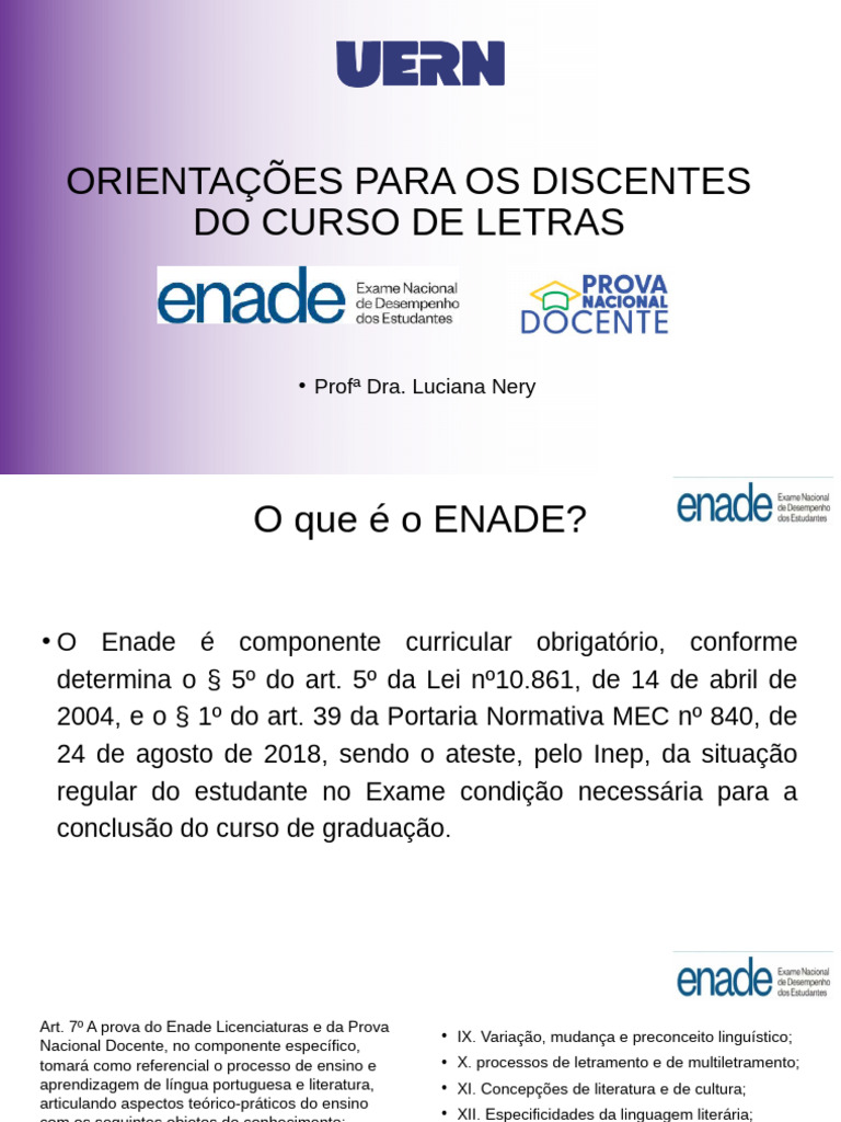 Orientações para o ENADE 2025 | PDF | Pedagogia