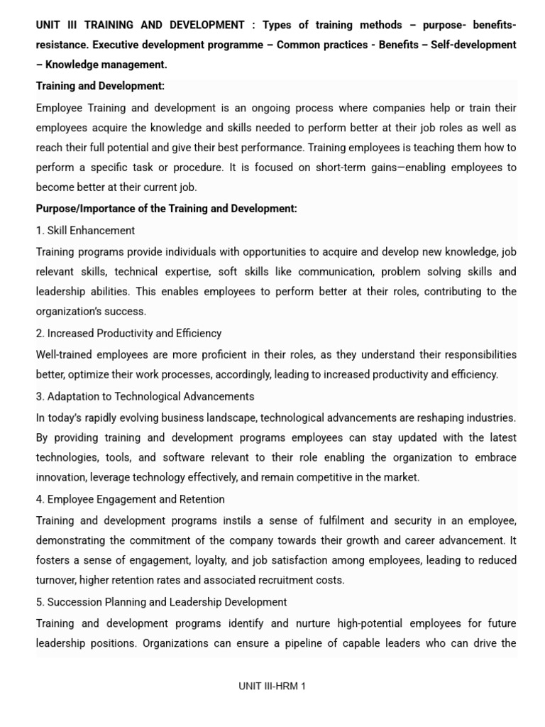 Executive Development in HRM Training | PDF | Employee Retention ...
