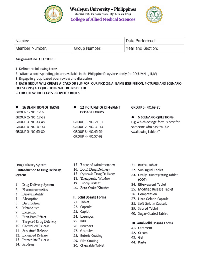Week 1 Assignment DDS LEC LAB 4 | PDF | Tablet (Pharmacy) | Topical ...