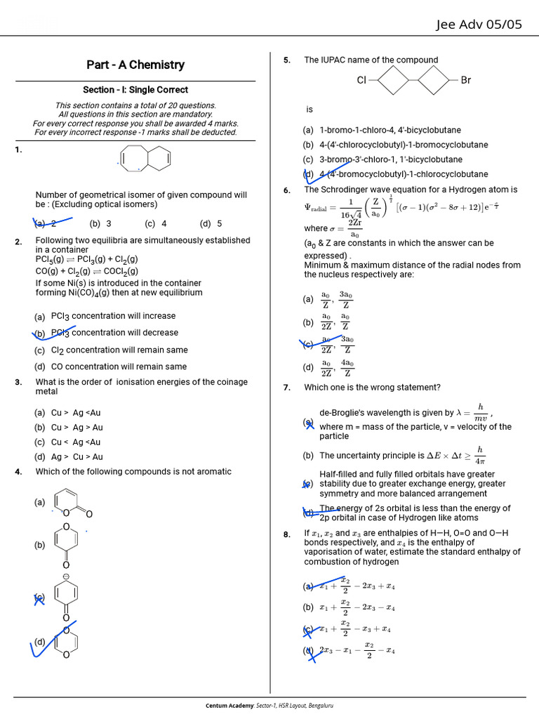 Jee Adv 05 05-TestPaper-1746440068 | PDF | Chemical Equilibrium ...