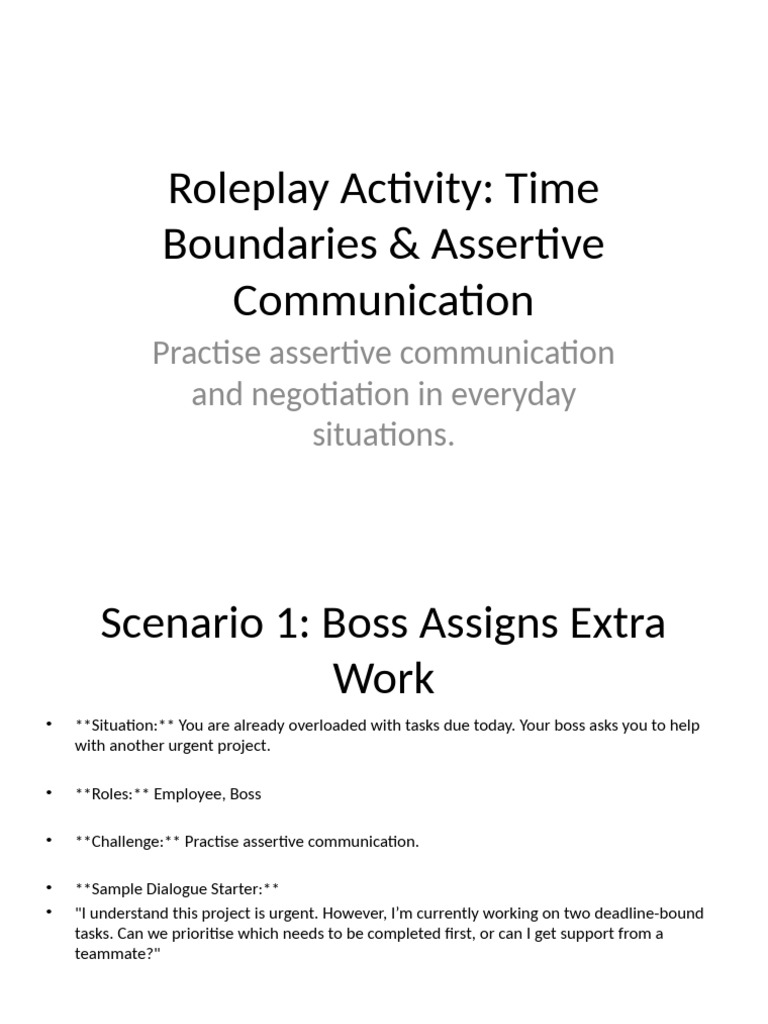Assertive Communication Roleplay Scenarios | PDF