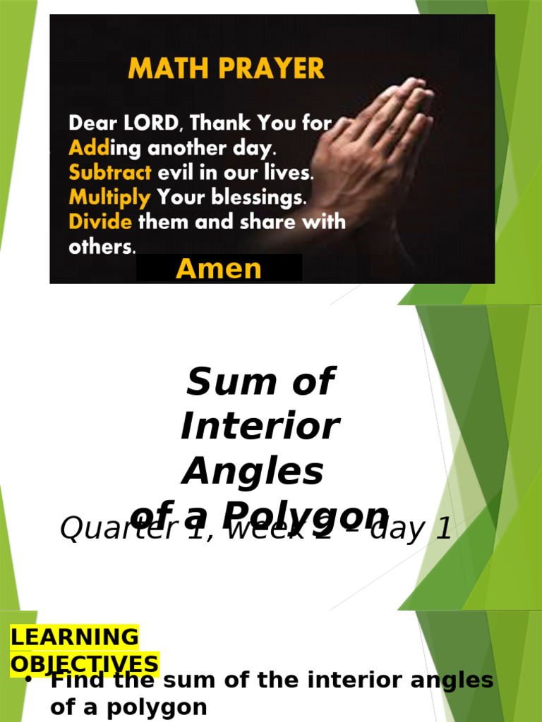 Quarter 1 Week2 Day 1 Interior Angles of Polygons | PDF
